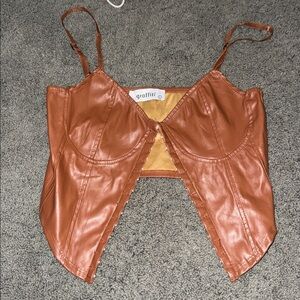 Graffiti Brown Leather Women's Top